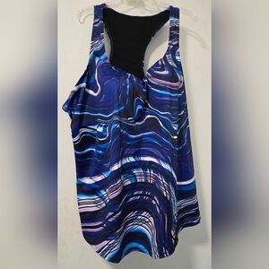 Swimsuits For All Blue and Purple Swirl Bikini Top